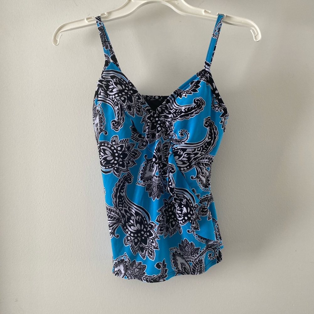 Deep Blue Paisley Swim Top